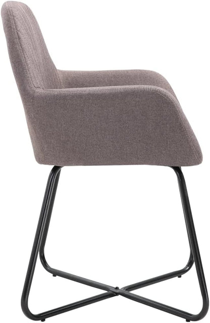 // Modern Dining Chairs Set of 2 Taupe Fabric Upholstered Accent Chairs with Steel Legs for Kitchen, Living Room, Farmhouse Decor