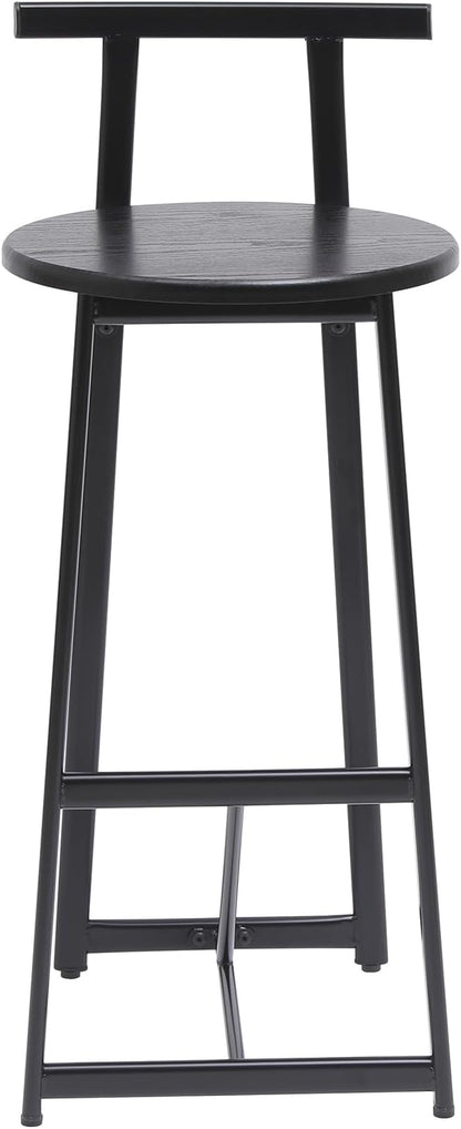 3-Piece Counter Height Bar Stool Set - Armless Back Stools for Kitchen Island (Black + MDF + Modern)