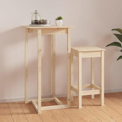 Bar Table 43.3 Inch Height Solid Wood Pine Kitchen Island 23.6x23.6 Inches Rustic Pub Table for Dining Room Kitchen Breakfast Nook