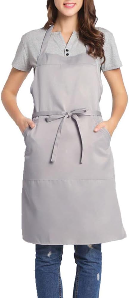 BIGHAS Adjustable Bib Apron with Long Ties for Women Men 18 Colors Chef Kitchen Cooking