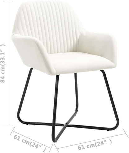 Modern Dining Chairs Set of 2 Cream Fabric Upholstered Accent Chairs with Steel Legs for Kitchen Living Room Vanity Bedroom