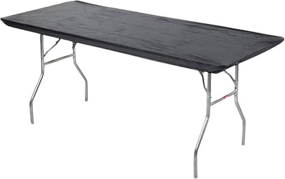 Kwik-Covers 6' Rectangle Plastic Table Covers 30" x 72", Bundle of 5 (Black)