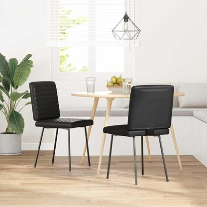 2-Pack Black Faux Leather Dining Chairs Modern Farmhouse Design with Metal Frame, Sturdy Kitchen Chairs for Dining Room Living Room Comedor