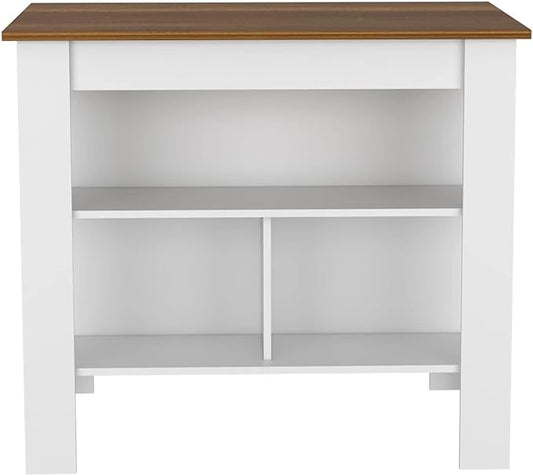 Modern Dining Table Kitchen Island Table with Shelves Adjustable Sturdy Stable Easy Clean Console Counter Luxury,White-3