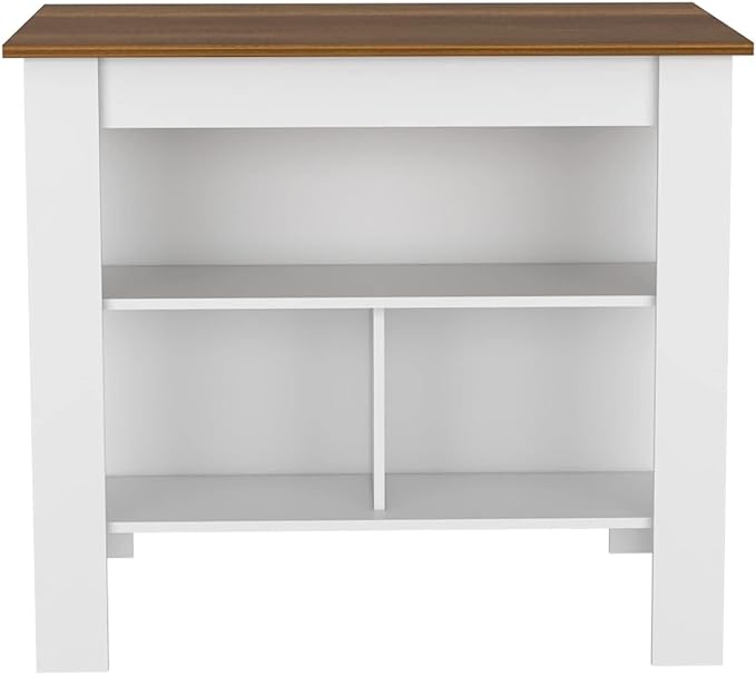 Modern Dining Table Kitchen Island Table 35in H Four Legs Three Open Shelves Sturdy Stable Easy Clean Adjustable Expandable Luxury Counter Console Living Room Decor