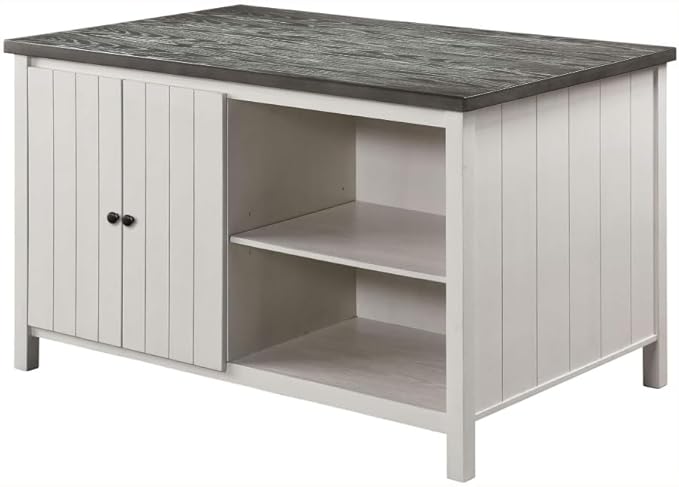 Counter Height Dining Table with Storage Cabinet Base Solid Wood Construction for Kitchen Island Seating
