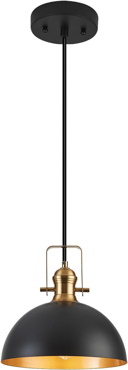 12 Inch Pendant Lights for Kitchen Island Matte Blacks Farmhouse Pendant Light fixtures Adjustable Height Dome Hanging Light for Dinning Room Bedroom Hallway,1 Pack