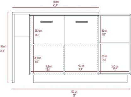6 Shelf 6 Door 2 Kitchen Set, Kitchen Island and Cabinet White and Light Oak