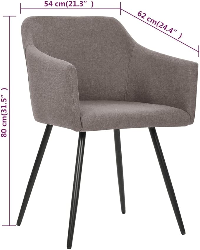 4-Piece Taupe Fabric Dining Chairs Set with Metal Frame, Modern Farmhouse Kitchen Chairs for Dining Room and Home, Ergonomic Curved Design with Thick Padding and Armrests (Assembly Required)