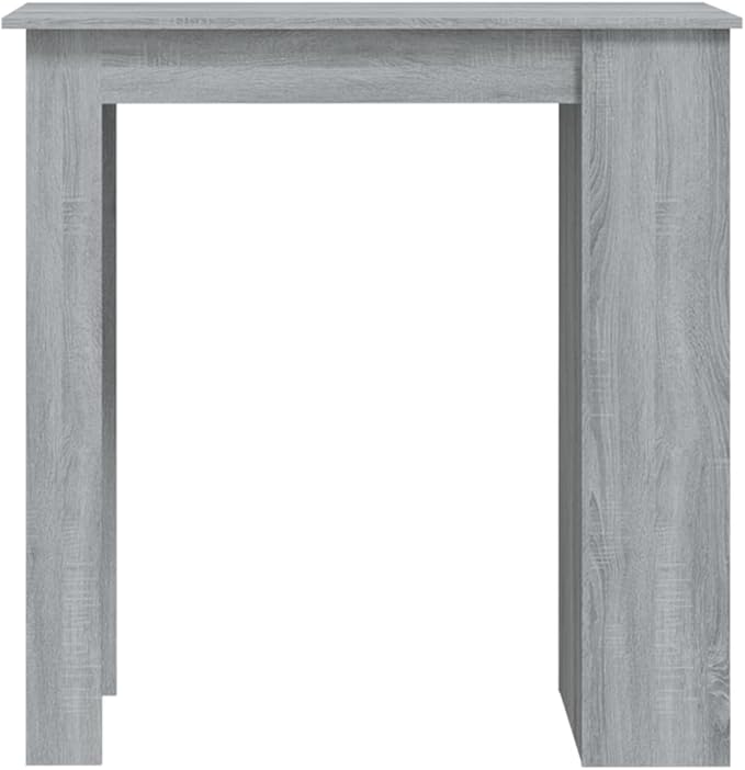 Gray Sonoma Engineered Wood Bar Table with 3 Shelves for Kitchen Storage, Modern Medium Height Table for Dining and Living Room, 40.2 Inch Long Bar