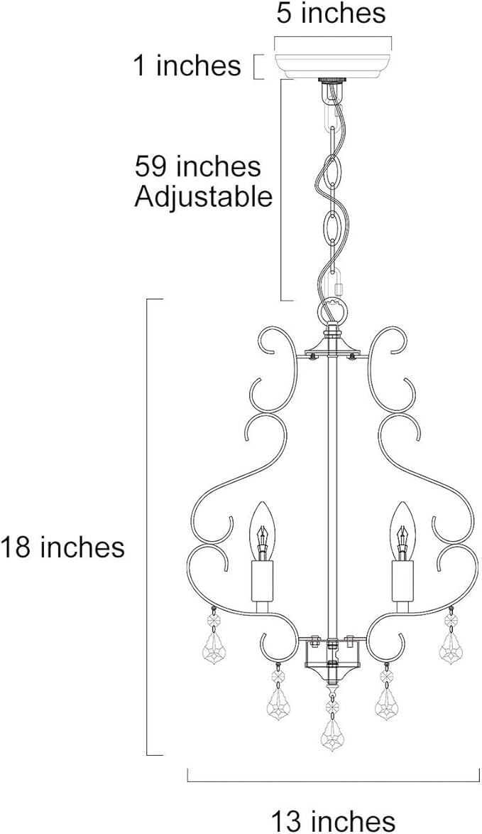 KSANA Crystal Chandelier, Chandelier Light Fixture with K9 Crystal, Modern Pendant Lighting for Kitchen Island, Dining Room and Bedroom, 13’’ D x 18’’ H
