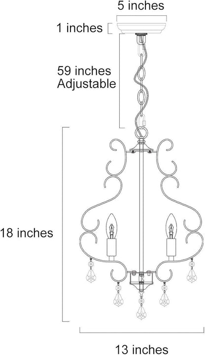 KSANA Crystal Chandelier, Chandelier Light Fixture with K9 Crystal, Modern Pendant Lighting for Kitchen Island, Dining Room and Bedroom, 13’’ D x 18’’ H