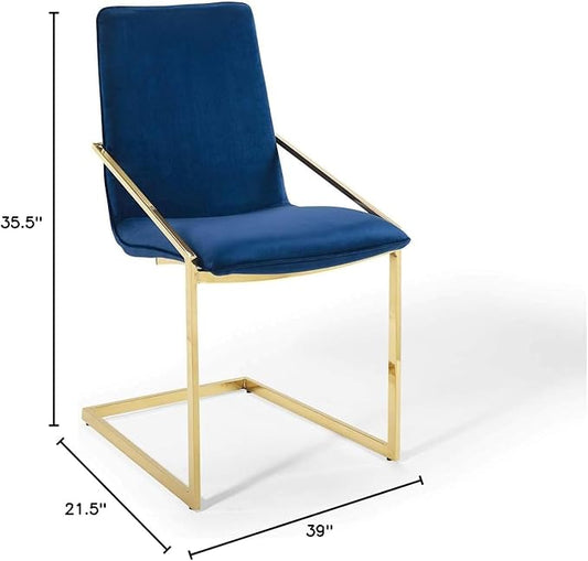 Modway Pitch Performance Velvet Armchair, 2 pcs - Dining Chairs, Gold Navy