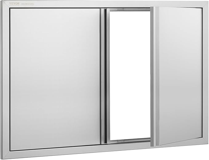 VEVOR BBQ Access Door, 36W x 24H Inch Double Outdoor Stainless Steel Flush Mount Vertical Door with Recessed Handles for BBQ Island, Grilling Station