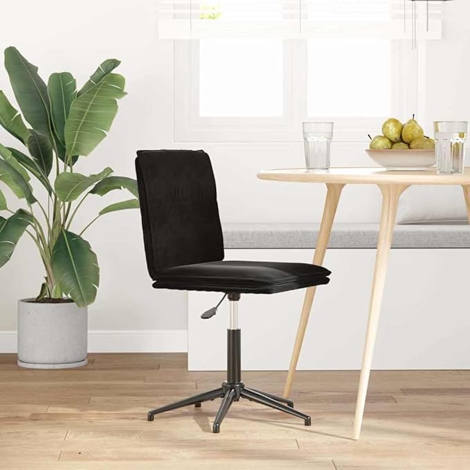 Velvet Dining Chair Black Adjustable Height Accent Chair for Kitchen Living Room Bedroom Modern Furniture with Soft Foam Padding