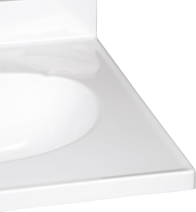Design House Cultured Marble Vanity Top, 19 in W x 17 in D, Integrated 4 in Centerset Oval Sink & Backsplash, Solid White, 586172