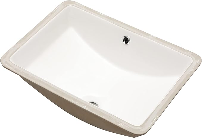 Mocoloo Undermount Bathroom Sink 20" x 14" Rectangle White Ceramic Bathroom Sink 8 Inch with Vertical Sides and Overflow Drain Porcelain Rectangular Undermount Vanity Sinks