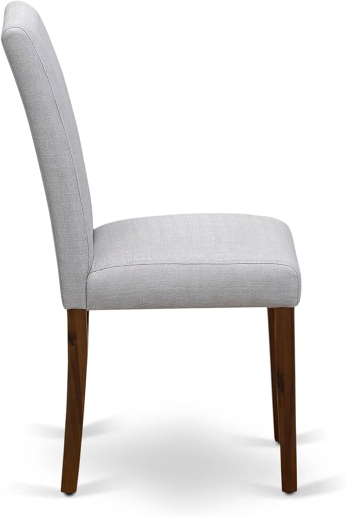East West Furniture ABP8T05 Abbott Parson Chairs - Grey Linen Fabric Padded Dining Chairs, Set of 2, Walnut