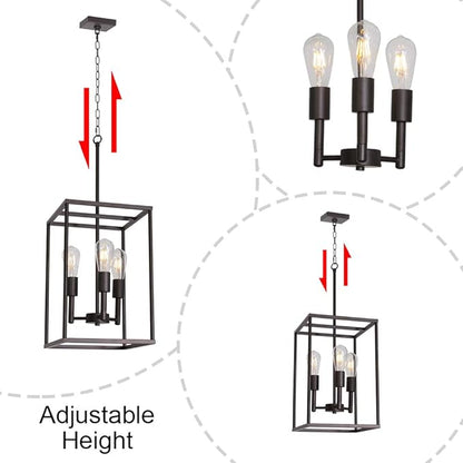 VINLUZ 3 Light Farmhouse Chandelier Black Fixture
