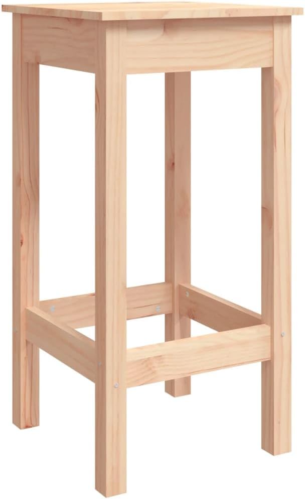 Bar Chair Set of 2 Natural Wood Solid Pine Wood Standard Height Rustic Style Solid Pine Chairs for Kitchen Island Dining Room