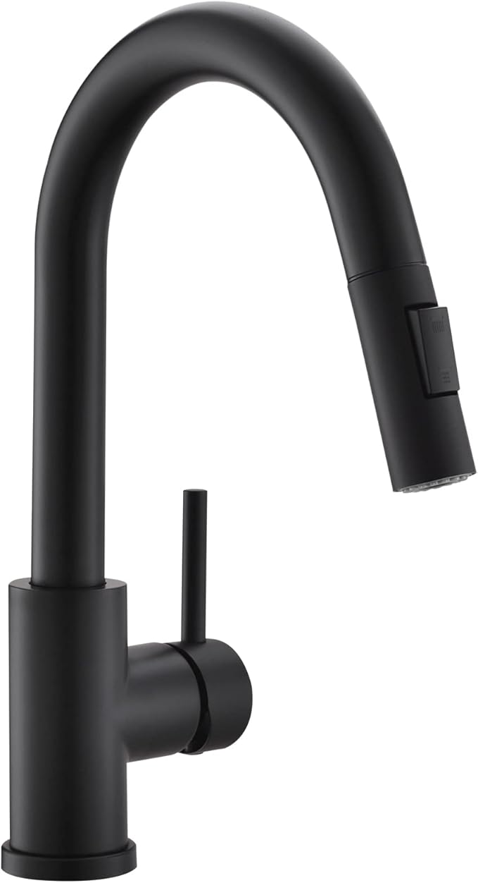 Cenosa Modern Bar Sink Faucet for Kitchen Sink Single Handle with Pull Out Sprayer Hot and Cold Prep Sink Faucet Matte Black