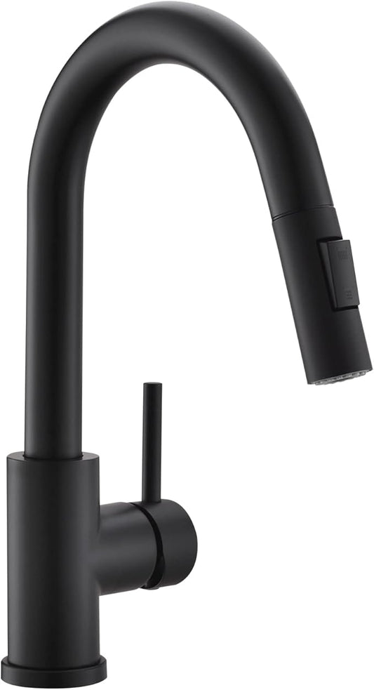 Cenosa Modern Bar Sink Faucet for Kitchen Sink Single Handle with Pull Out Sprayer Hot and Cold Prep Sink Faucet Matte Black