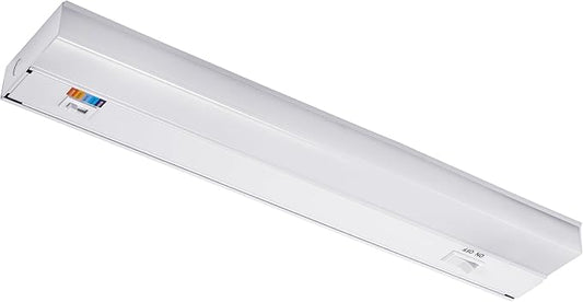 Maxxima 18 in. Hardwired LED Under Cabinet Light - 750 Lumens, 5 CCT, Color Temperature Slide Control, 2700K/3000K/3500K/4000K/5000K, Kitchen and Indoor Lighting Fixture, White, On/Off Switch, ETL