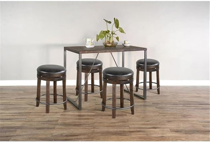Pemberly Row Modern Counter Height Dining Table, 36''Hx47''Wx30''D, Mahogany Wood Top, Powder-Coated Metal Frame, Tobacco Leaf Finish, Industrial Style, Sturdy Sled Legs, Seats 4 for Kitchen or