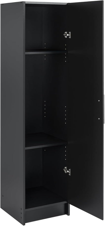 Prepac Elite 16” Wide Black Storage Cabinet with 2 Adjustable Shelves, Ideal for Bathroom, Pantry, Kitchen, Home Office, Laundry Organization, Good for Narrow Spaces 16”W x 65”H x 16”D, Black