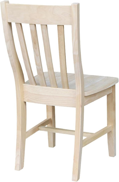 International Concepts Cafe Dining Chairs, Solid Parawood, Unfinished (Set of 2)