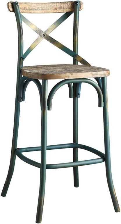 Bar Chair with High Backrest and Metal X Back Design for Kitchen Island or Home Bar