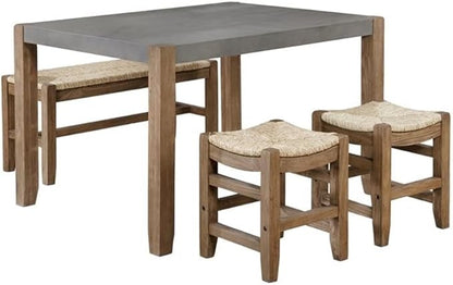 Alaterre Furniture Newport Dining Table Set, Concrete Gray