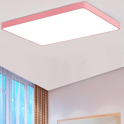 LED Ceiling Light Fixture,16 * 24 Inch Modern Rectangle Recessed Ceiling Lights,48W 3000K-6000K Dimmable Light,Pink Close to Ceiling Lighting Flush Mount Living Room Bedroom Ceiling Lamp