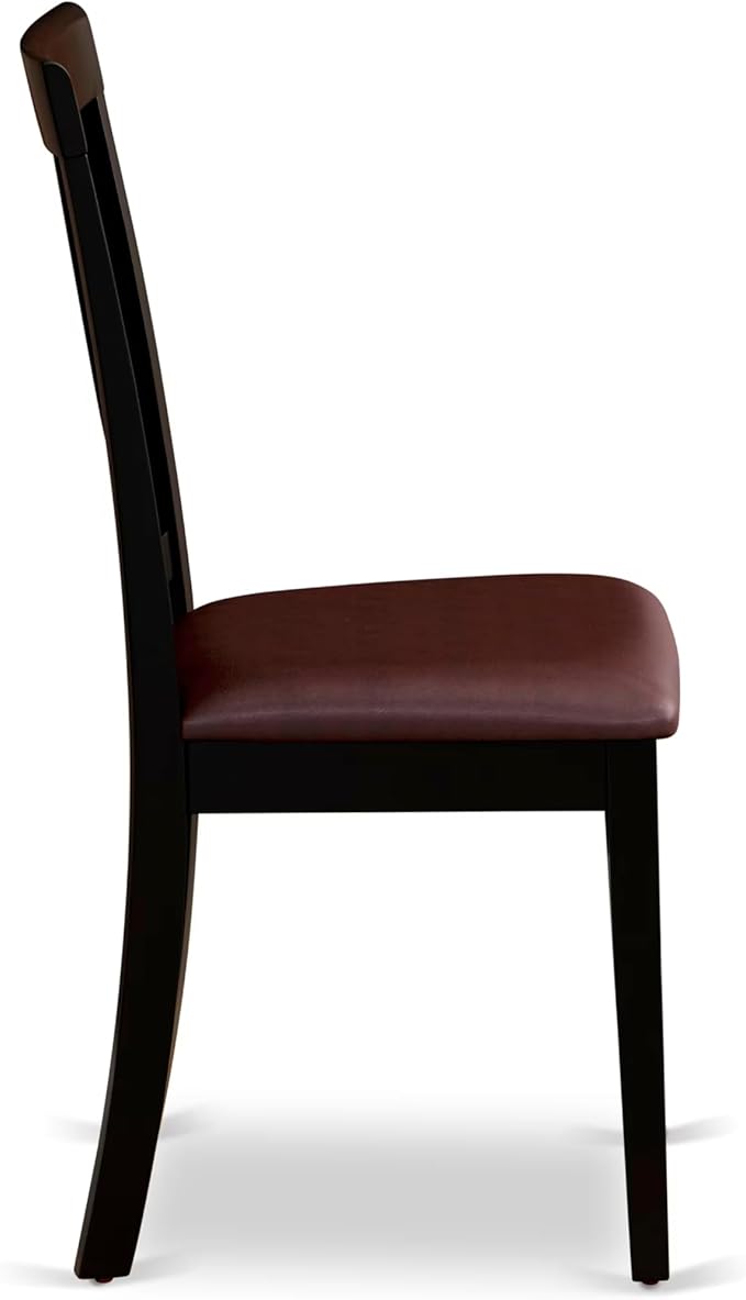 East West Furniture ANTI5-BLK-LC 5 Piece Dining Table Set for 4 Includes a Round Kitchen Table with Pedestal and 4 Faux Leather Upholstered Dinette Chairs, 36x36 Inch, Black & Cherry