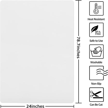 Silicone Mats for Kitchen Counter, Nonslip Silicone Mats for Crafts Countertop Protector Heat Resistant Mat (78.7” x 24” x 0.08”, Translucent)