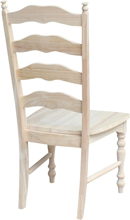 International Concepts Maine Ladderback Chairs, Solid Parawood, Unfinished (Set of 2)