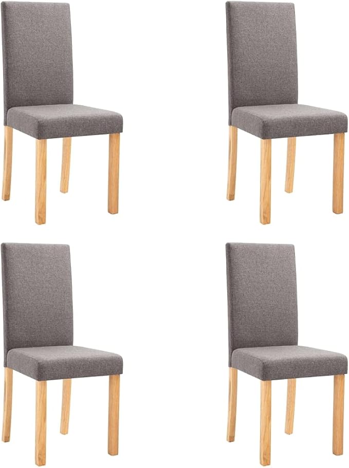 4-Piece Taupe Fabric Dining Chairs Set with Rubber Wood Frame - Modern Farmhouse Kitchen Chairs for Dining Room, Comfortable Upholstered Seats, Easy Assembly
