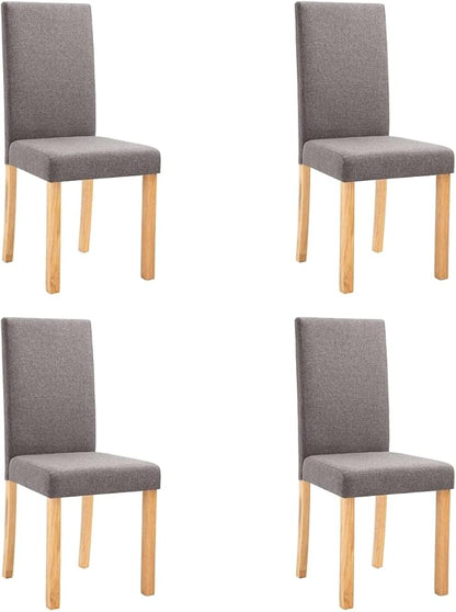 4-Piece Taupe Fabric Dining Chairs Set with Rubber Wood Frame - Modern Farmhouse Kitchen Chairs for Dining Room, Comfortable Upholstered Seats, Easy Assembly