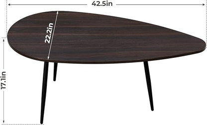 SAYGOER Oval Coffee Table Espresso Wood Mid Century Modern Coffee Tables Unique Retro Farmhouse Accent Center Sofa Rustic Table for Living Room Home Office Easy Assembly, Dark Brown