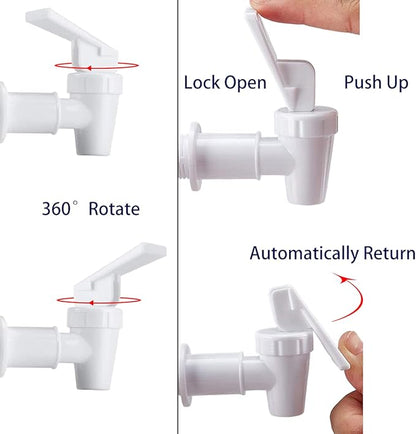 HUI NING Water Spigot,BPA Free Plastic Spigot, Universal Replacement Faucet for 5 gallon bucket, Wine Barrels, Water Cooler Filtration Systems and filter water pitcher(2 White)