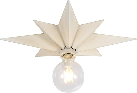 Airposta 16 inch Flush Mount Ceiling Light, Modern Farmhouse White Star Ceiling Light, Vintage Star Light Fixtures Ceiling for Hallway, Entryway, Study Room, Bedside, Stair, Foyer, Kitchen, Bathroom
