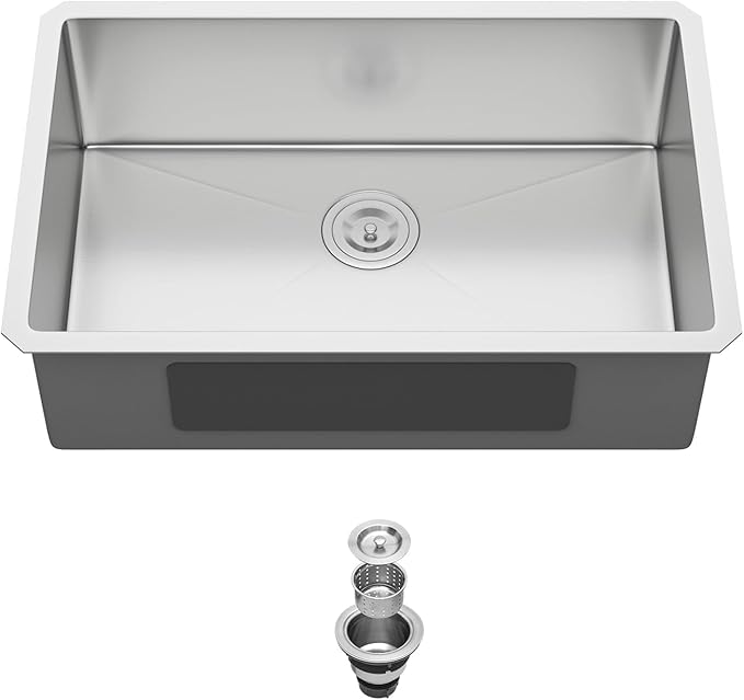 28 Inch Undermount Kitchen Sink 18 Gauge Stainless Steel Under Counter Sink Single Bowl Deep Handmade Single Bowl Kitchen Sink,28"x18"x9"