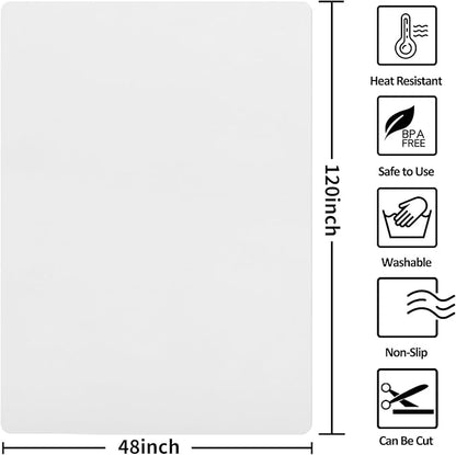 Extra Large Silicone Mat,Silicone Mats for Kitchen Counter Island Dinner Table Countertop Protector Heat Resistant Mat (120” x 48”, Translucent)