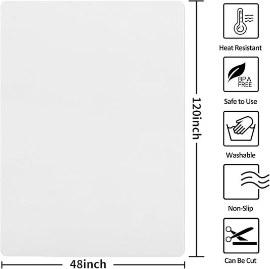 Extra Large Silicone Mat,Silicone Mats for Kitchen Counter Island Dinner Table Countertop Protector Heat Resistant Mat (120” x 48”, Translucent)