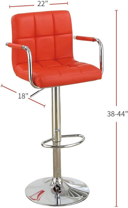 Modern Dining Chairs Set of 2 Adjustable Height Kitchen Island Stools with Sturdy Natural Construction, Comfortable Seat for Versatile Use - Stylish Simple Design,Red-Fabric-Contempor