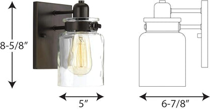 Progress Lighting P300045-020 Calhoun Collection Clear Glass Farmhouse Bath Vanity Light, 1 Light, Antique Bronze