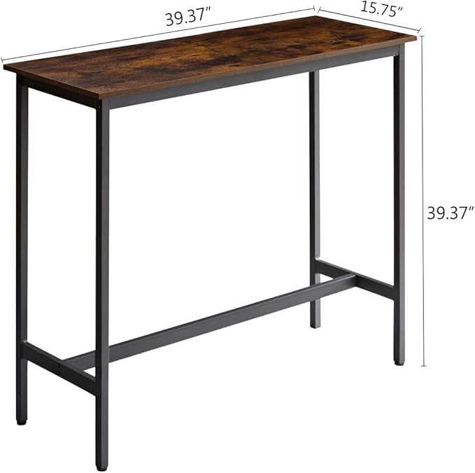 3 Piece High Top Table Set Kitchen Bar Table and Chairs Set for 2, Island Dining Table,Counter Height Pub Small Table Set, Industrial, Rustic Brown