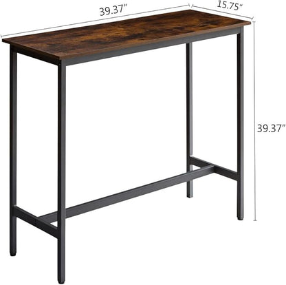 3 Piece High Top Table Set Kitchen Bar Table and Chairs Set for 2, Island Dining Table,Counter Height Pub Small Table Set, Industrial, Rustic Brown