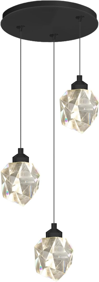Black Pendant Light Dimmable LED 3-Light Modern Pendant Light Kitchen Island Dining Room Bar