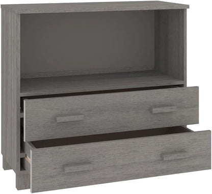Light Grey Sideboard, Solid Pine Wood & MDF, Modern Buffet Cabinet with Storage, 33.5x33.5x31.5 Inch, Versatile Dining Room Furniture Kitchen Furnitur